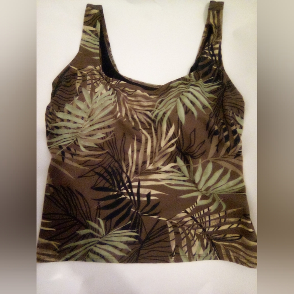 Blair Tropical Leaf Print Women's Bikini Top Size 12 Summer Vacation Beach Pool